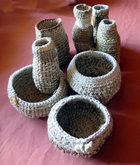 Woven pots by Deborah Brown